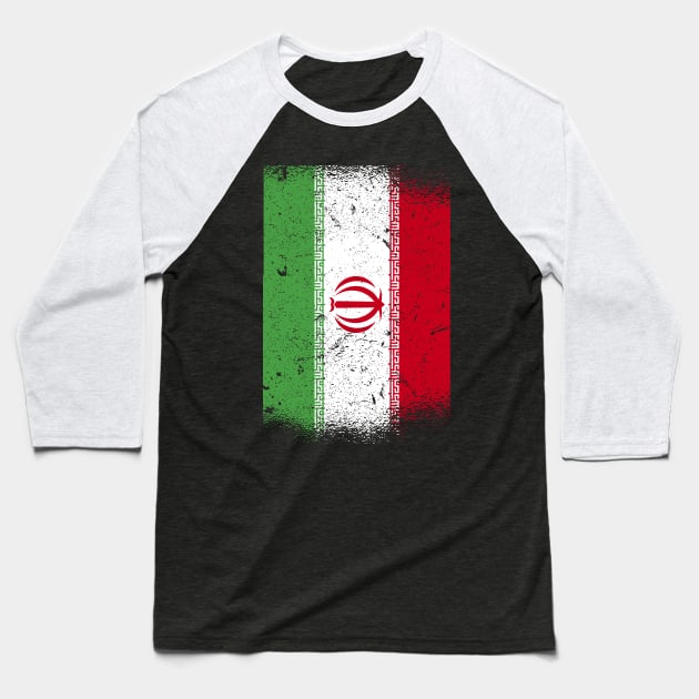 Vintage Distressed Iran Flag Baseball T-Shirt by BramCrye